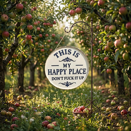 Funny Garden Metal Sign – “This Is My Happy Place Don’t F*ck It Up” Vintage Decor